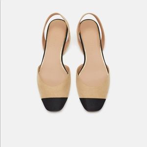 Zara Slingback Shoe Nude/Black flats. Brand New